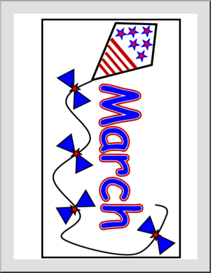 Calendar: March (header) – patriotic