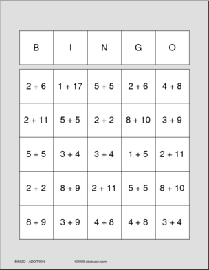 Addition Bingo (set)