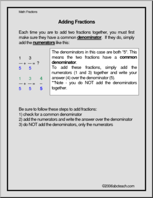 Fraction Addition (elem/upper elem) Rules
