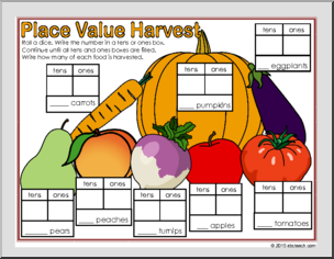 Place Value Harvest Dice Mat Math Games