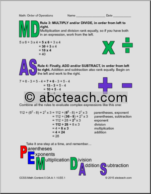Math: Order of Operations – PEMDAS