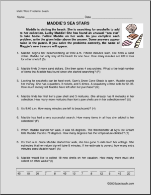 Word Problems- Beach (primary/ elementary)
