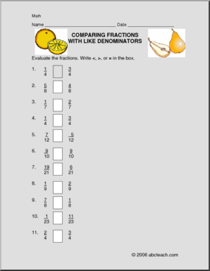 Comparing Fractions (upper elem) Fractions