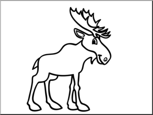 Clip Art: Basic Words: Moose B&W Unlabeled