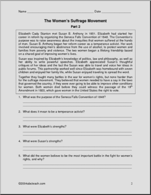 Comprehension: Suffrage (upper elem/middle)