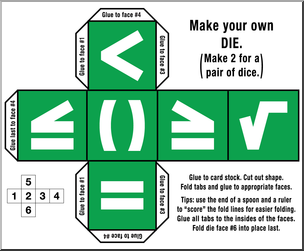 Clip Art: Math Dice 3 Color 2