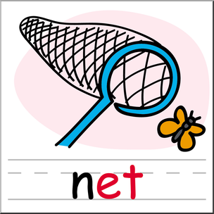 Clip Art: Basic Words: -et Phonics: Net Color