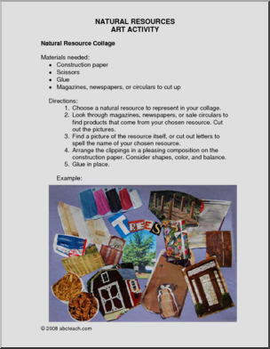 Collage Art Project: Natural Resource theme (primary/elem)