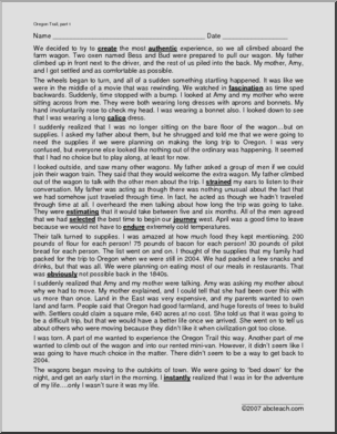 Comprehension: Oregon Trail, part 1 (upper elem/middle)