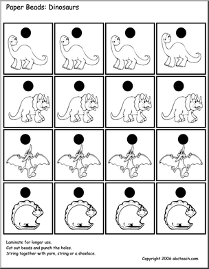 Paper Beads: Dinosaurs (b/w)
