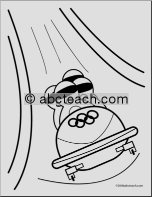 Coloring Page: Olympics – Bobsleigh (cute)