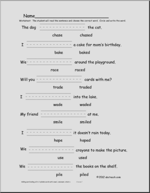 Word Ending “ed” with VCE (primary)’ Phonics