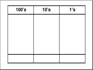 Clip Art: Place Value Chart: Hundreds 2 B&W 1