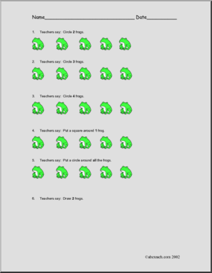 Worksheet: Frogs (Pre-K-Kindergarten)