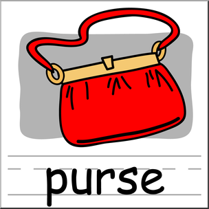 Clip Art: Basic Words: Purse Color Labeled