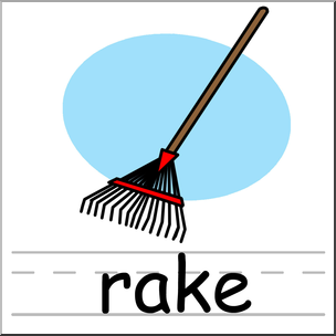 Clip Art: Basic Words: Rake Color Labeled