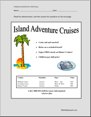 Comprehension: Island Adventure (upper elementary)