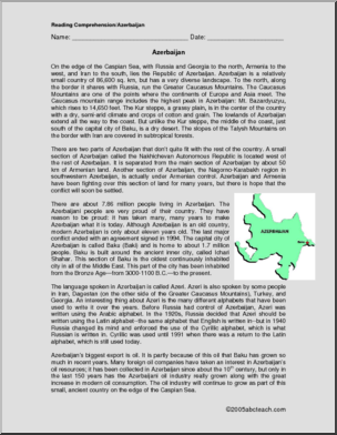 Comprehension: Azerbaijan (upper elem/middle)