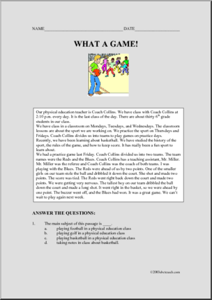 Fiction: What a Game! (upper elem/ middle)