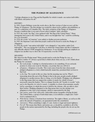 Comprehension: Pledge of Allegiance (upper elem/middle school)