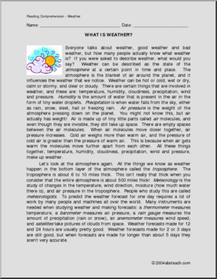 Comprehension: Weather (upper elementary)
