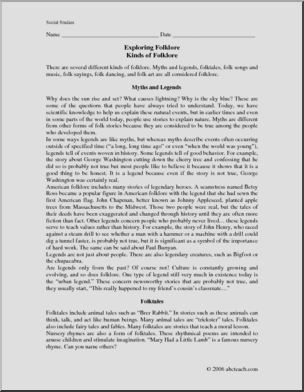 Comprehension: Exploring Folklore (middle school)