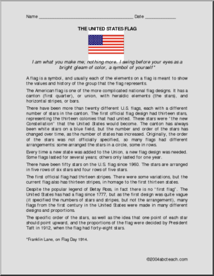Comprehension: U.S. Symbols- The Flag (upper elem/middle)