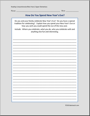 Comprehension: New Year’s Eve (upper elementary)