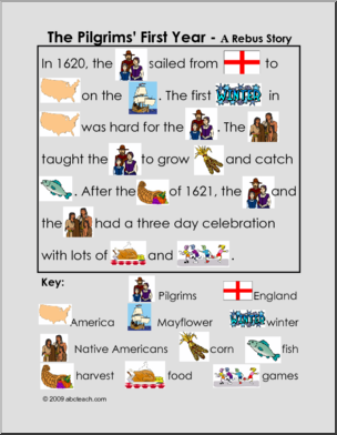 The Pilgrims’ First Year (color) Rebus