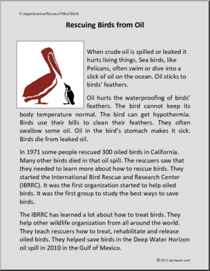 Comprehension: Rescuing Birds from Oil (primary)