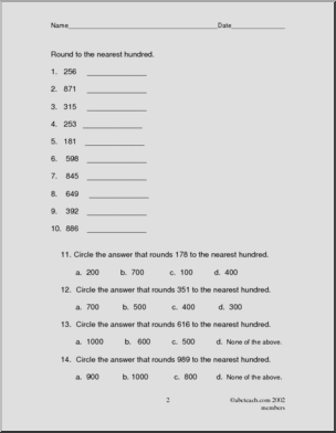 Worksheet: Math – Rounding 2