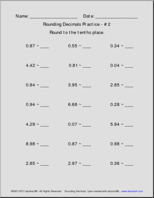 Rounding Decimals Practice Pack