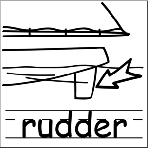 Clip Art: Basic Words: Rudder B&W Labeled