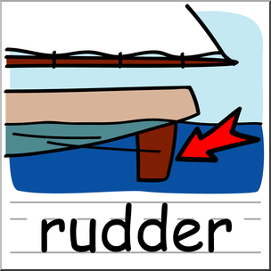 Clip Art: Basic Words: Rudder Color Labeled