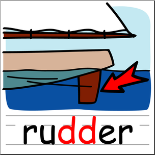 Clip Art: Basic Words: Double Consonants DD: Rudder Color