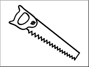Clip Art: Basic Words: Saw B&W Unlabeled