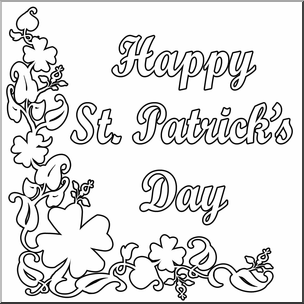 Clip Art: Greeting: St. Patrick’s Day Clover outline