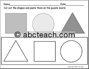 Cut and Paste: Shapes (preschool) -b/w