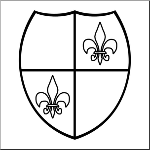 Clip Art: Heraldry: Fleur-de-lis Coat of Arms B&W