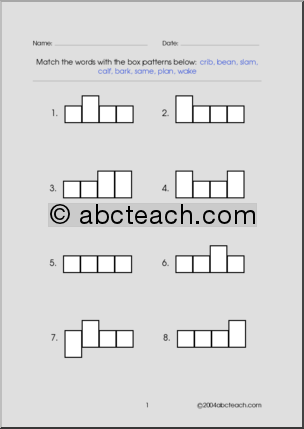 Word Shapes – 4 letter words (set 1) Worksheet