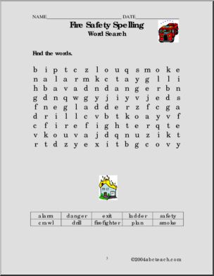 Fire Safety Theme (primary/elem) Spelling