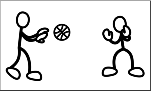Clip Art: Stick Guy Basketball Pass B&W