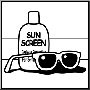 Clip Art: Summer Beach Graphic 2 B&W