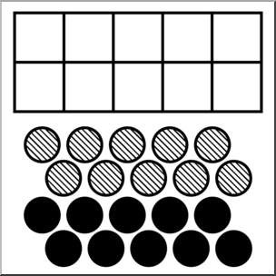 Clip Art: Ten Frame w/ Markers B&W