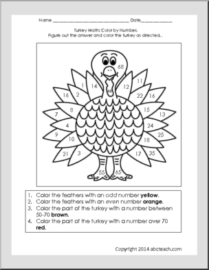 Turkey – Odd and Even (multi-age) Color by Number