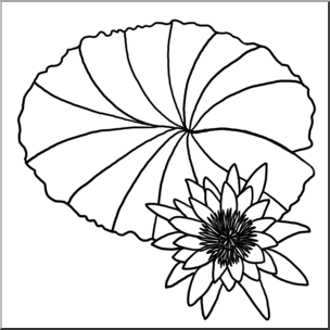 Clip Art: Plants: Water Lily B&W