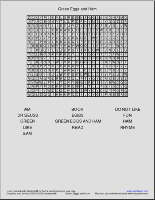 Green Eggs and Ham Word Search
