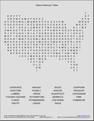 Word Search: Native American Tribes