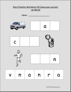 -AN Word Family Worksheet
