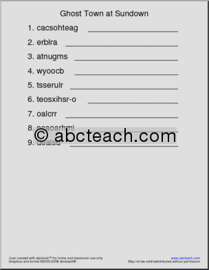 Ghost Town at Sundown Unscramble the Words